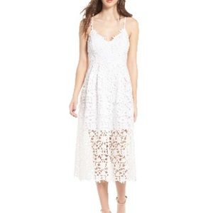 ASTR the label Lace Midi Dress in White, size Medium